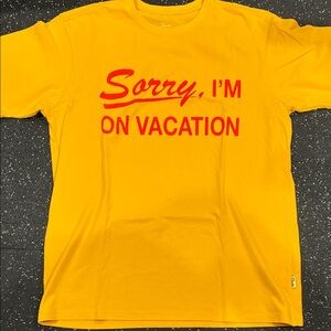 Men's Yellow 'Sorry, I'm On Vacation' Graphic Tee
